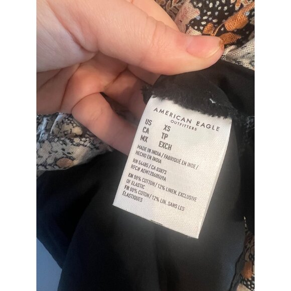 American Eagle Mini Tie Floral V-Neck Floral Dress Size X-Small, Boho Summer - Picture 8 of 9